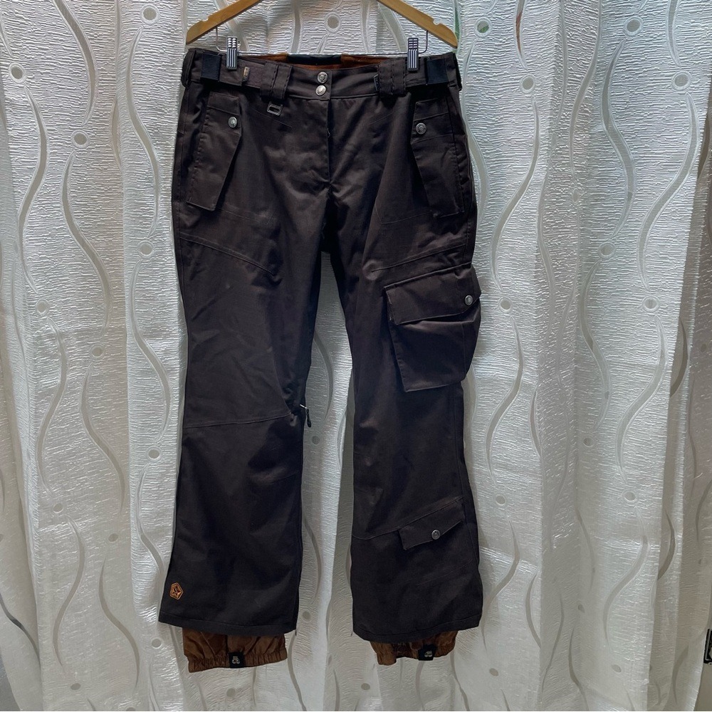 Sessions Snowboard Pants Womens Brown RECCO Waterproof‎ 10k Cargo Excellent